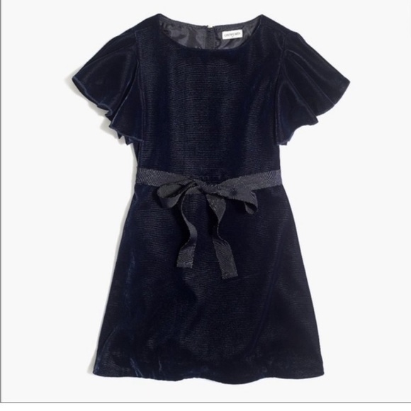 Crewcuts Velvet Ribbon Tie Dress in navy blue Size: 8 - Picture 2 of 6